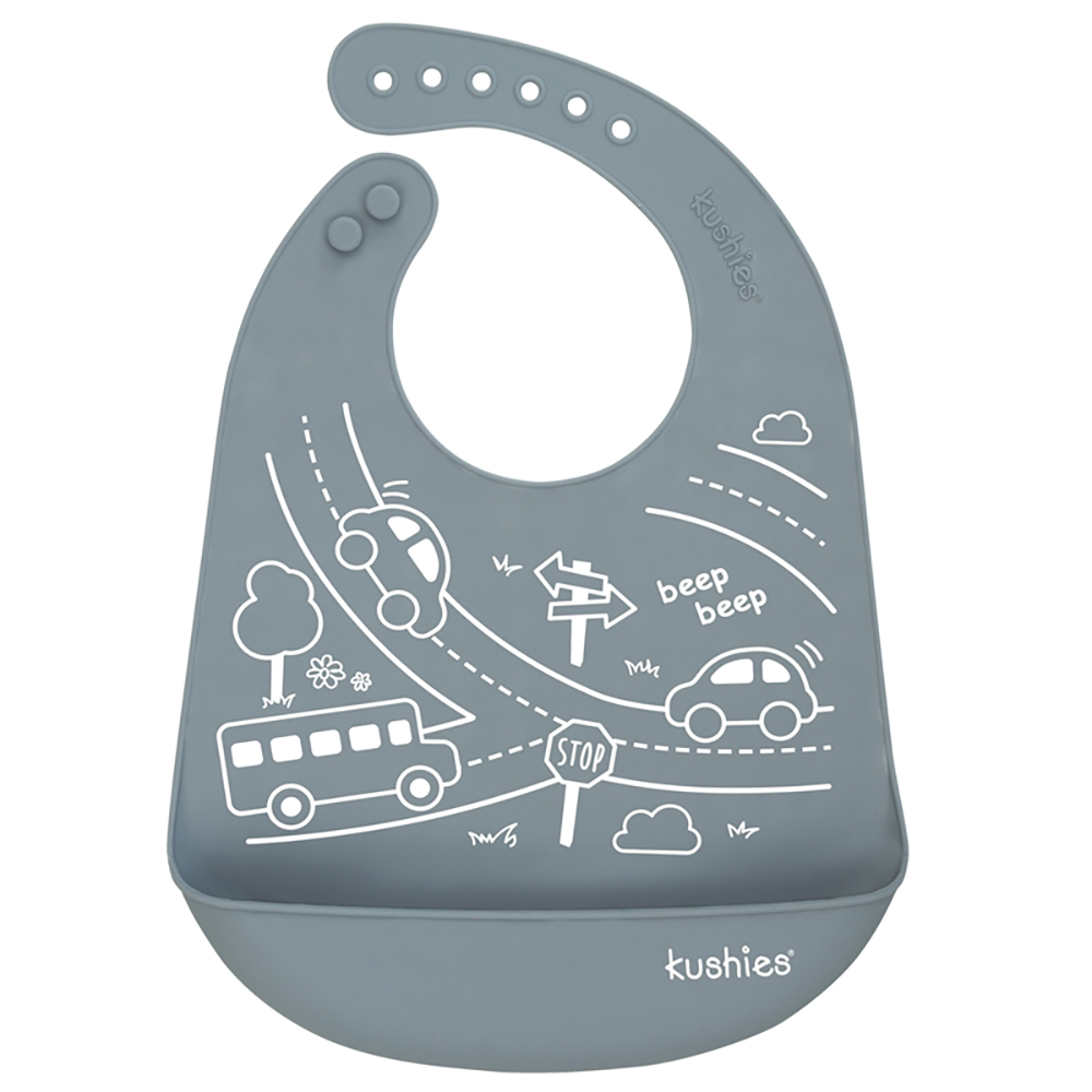 Kushies Bavoir gris en silicone