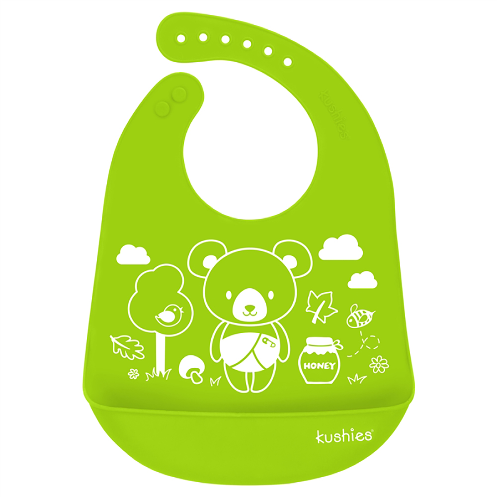 Kushies Bavoir vert en silicone