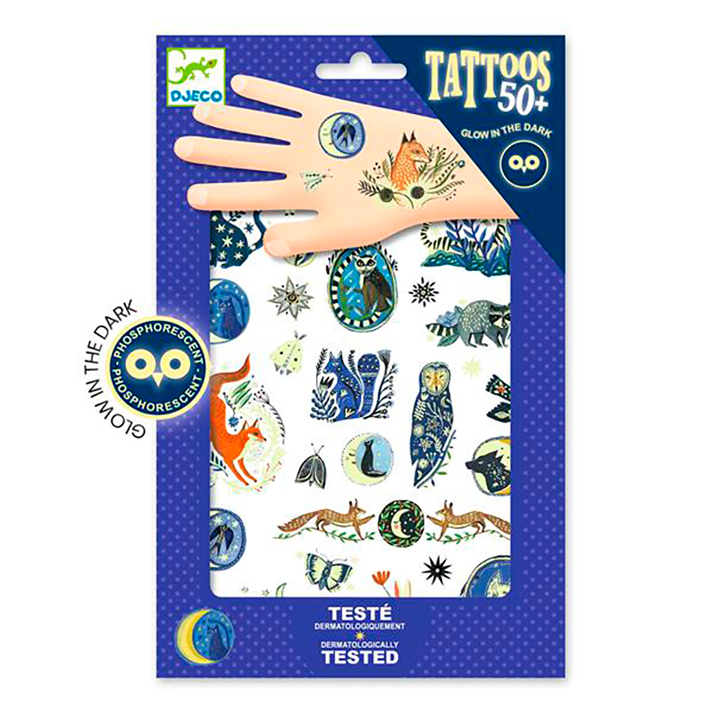 Djeco Temporary Tattoos - Rainbow (with neon effect)