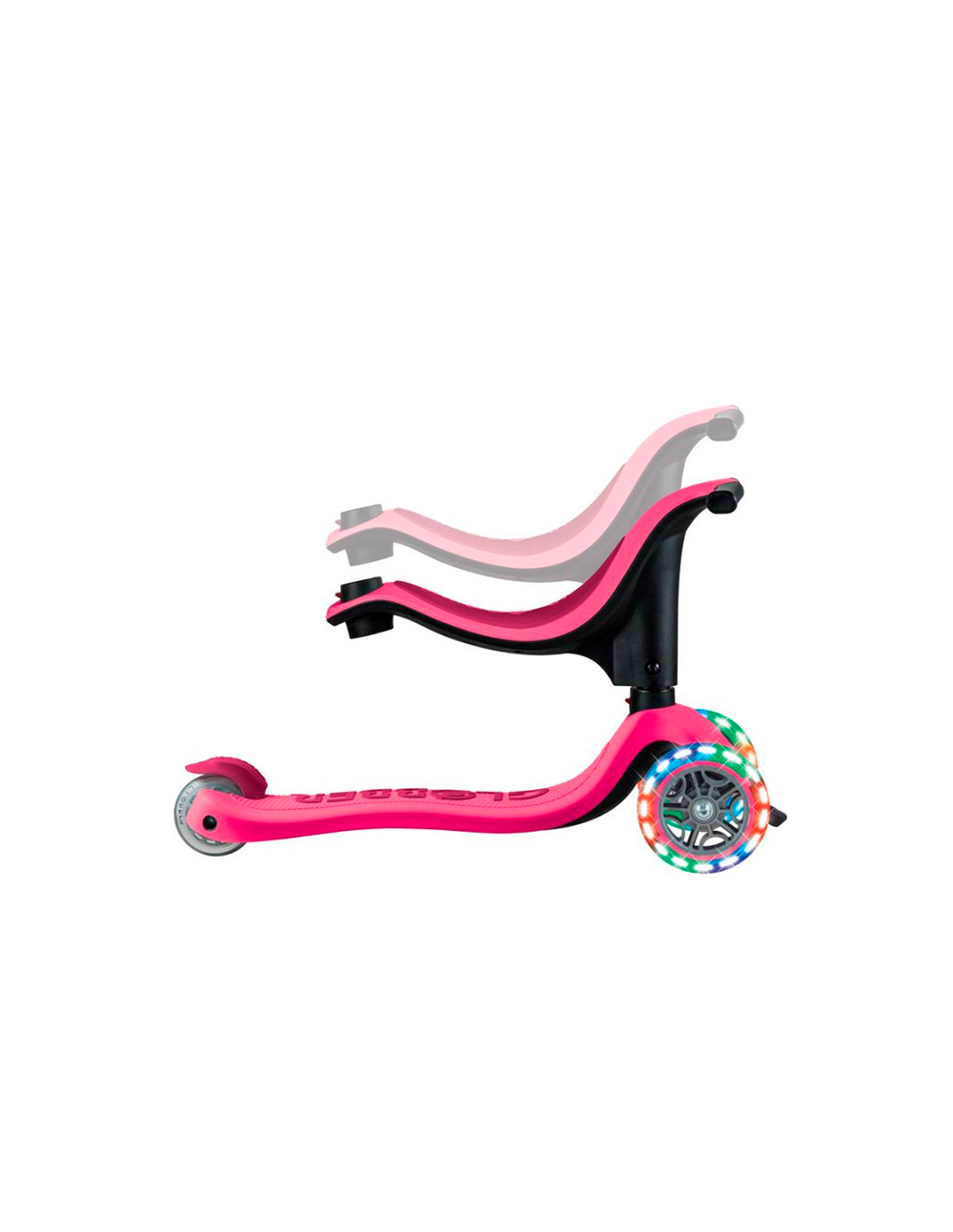 Scooter Globber All-In-One Go-Up - Fuchsia & Dark Pink with lights