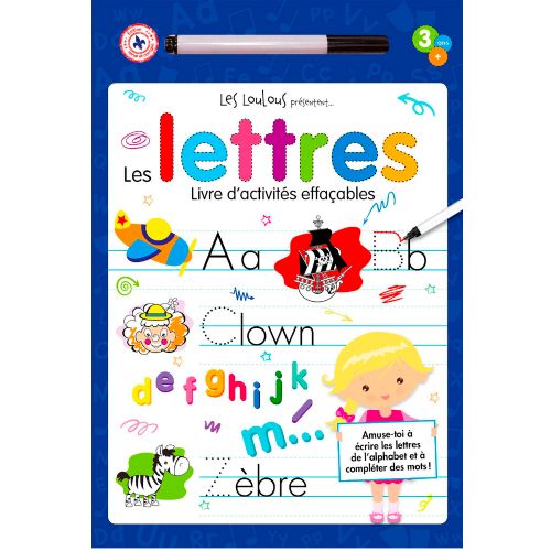 Livre d'activités effaçable - Les lettres - Version française