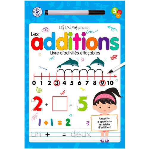 Livre - Livre d'activités effaçable: Les additions - Version française