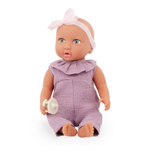 LullaBaby - Poupée nouveau-née 35.5 cm avec tenue une-pièce lilas.