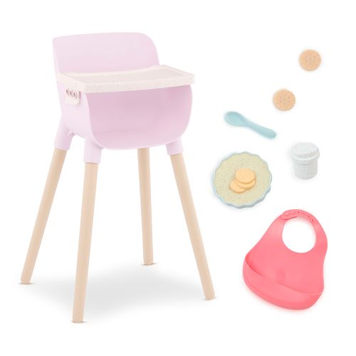 LullaBaby - Chaise haute et ensemble d'alimentation pour poupée nouveau-née 35.5 cm