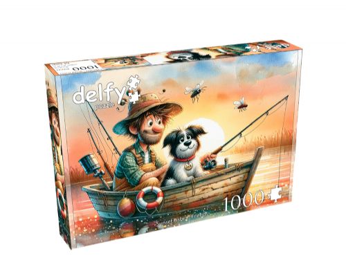 Delfy - 1000 pieces puzzle - Sunset Fishing Friends