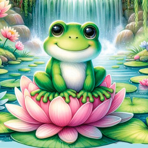 Jacarou - Broderie de diamants ronds - Cute Frog