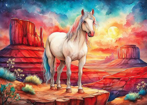Jacarou - Broderie de diamants ronds - Cheval