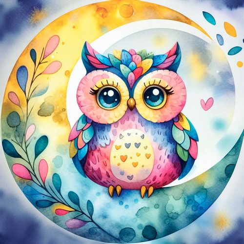 Jacarou - Broderie de diamants ronds - Owl on Moon