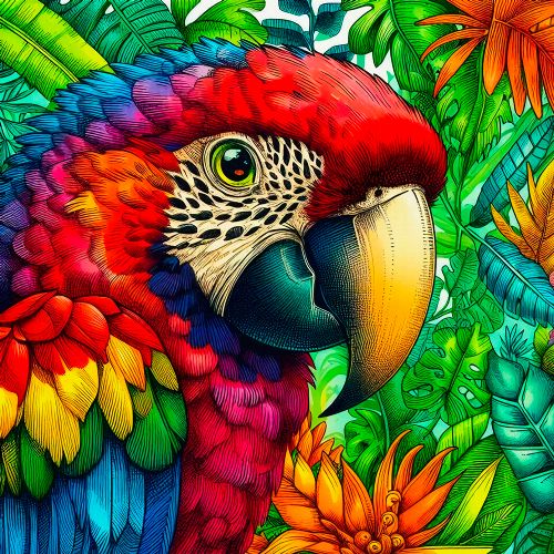 Jacarou - Broderie de diamants ronds - Parrot