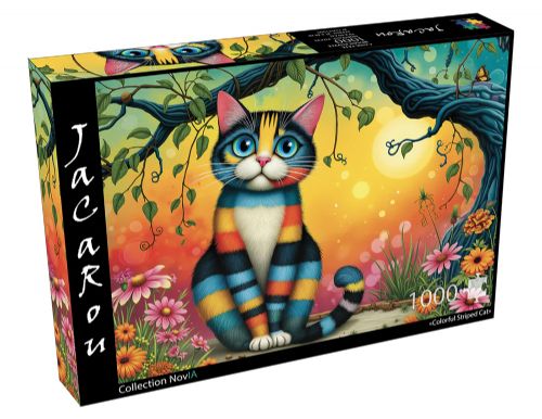 Jacarou - 1000 pieces puzzle - Colorful Striped Cat