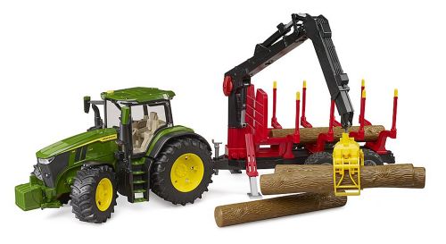 Bruder - John Deere tracteur 7R 350 avec remorque forestière, grue et tronc