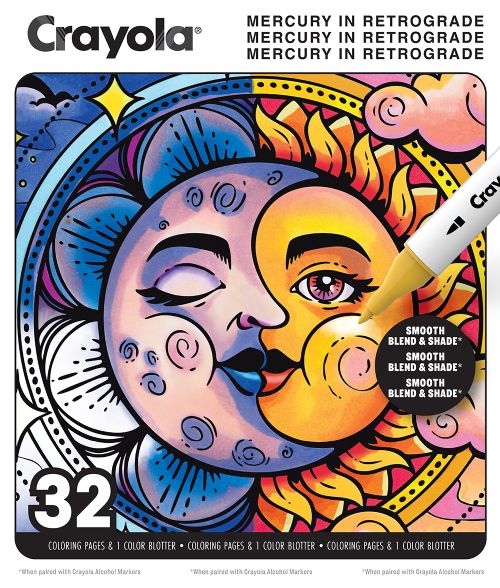 Crayola - Livre à colorier adulte 32 pages, Mercure en rétrograde