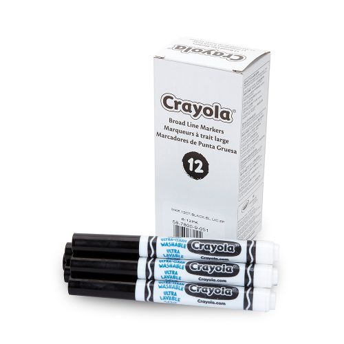 Crayola - 12 marqueurs lavables Ultra-Clean - noir