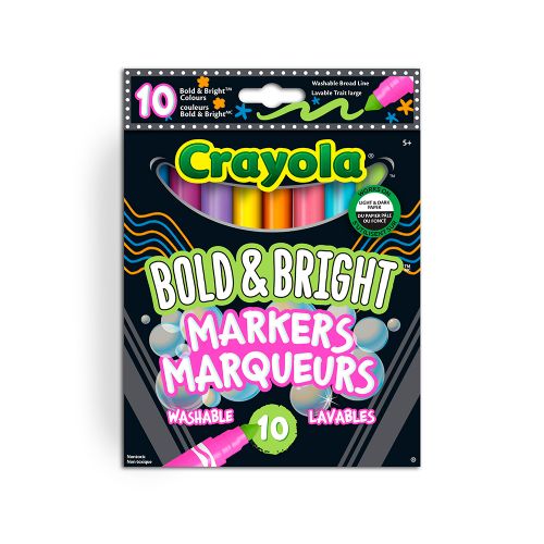 Crayola - 10 Marqueurs Bright & Bold trait large
