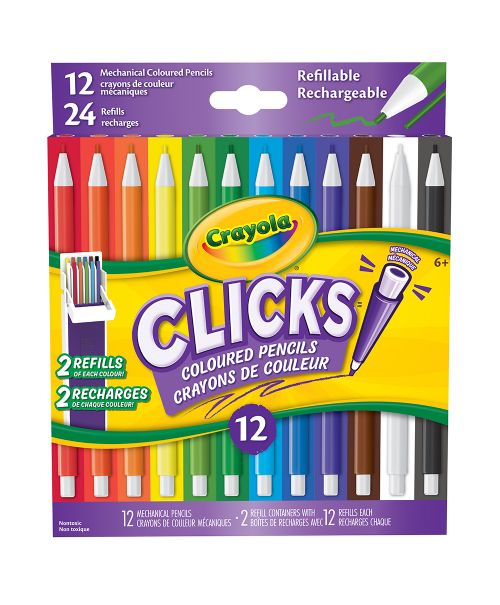 Crayola - 12 crayons de couleur retractables Clicks