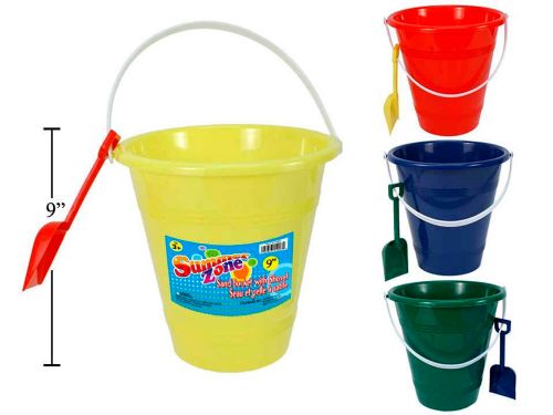 Sunny Dayz - Large seau de plage avec pelle 9", assortiment