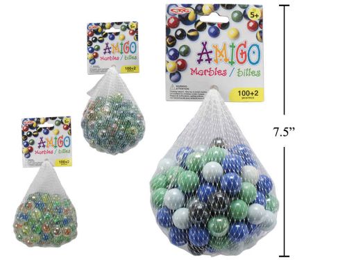 Amigo - 100+2 billes marbrées sac en filet, assortiment