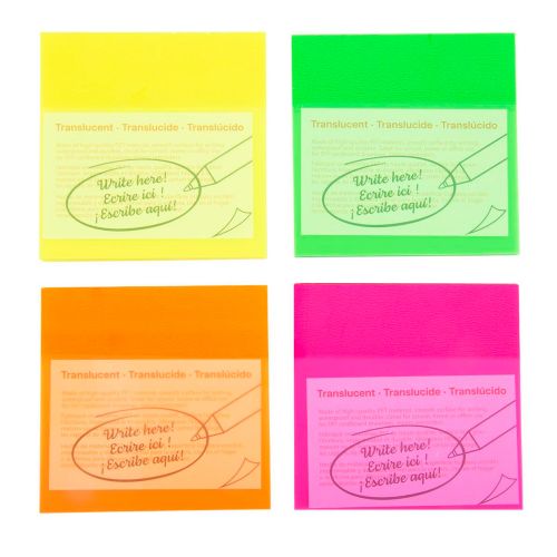 100 Notes autocollantes transparentes 3x3", assortiment