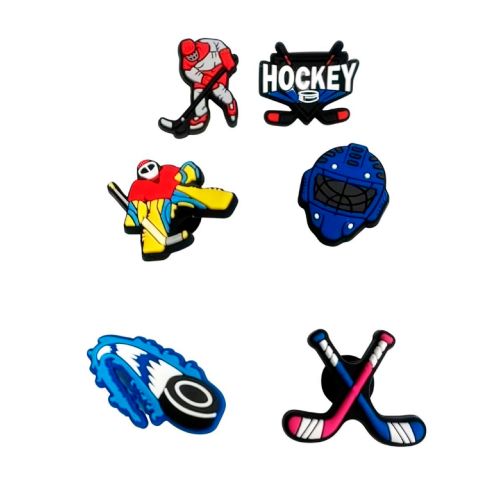 Breloques de hockey pour sandales, 6 pièces