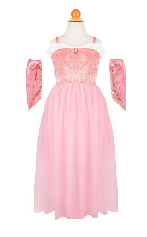Robe de princesse endormie en velours avec manchettes (3-4 ans)