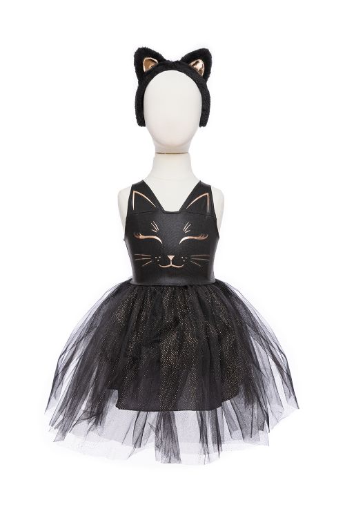 Costume enfant - Robe de chat noir et bandeau (5-6 ans)