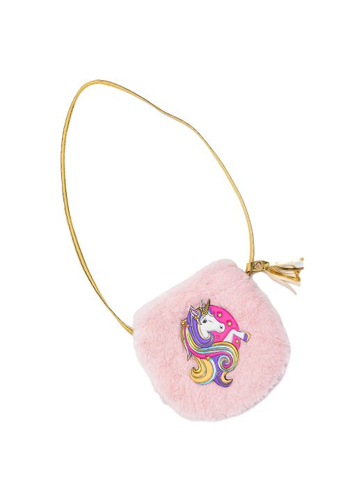Fluffy pink unicorn small purse