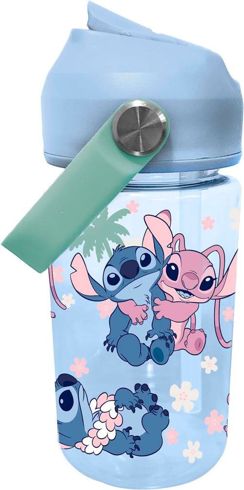Stitch bouteille en plastique avec paille et poignée 480ml