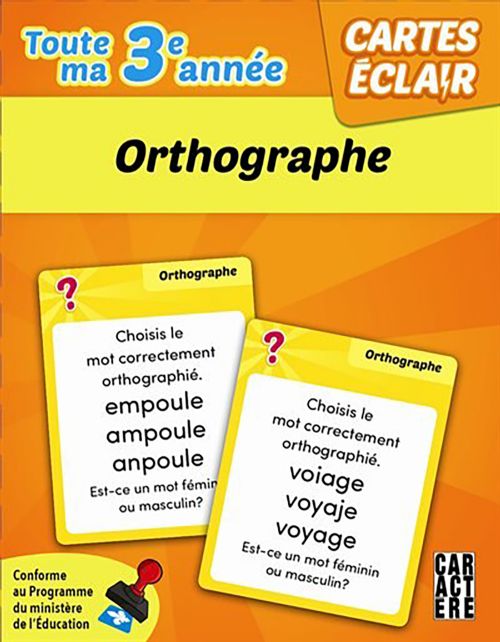 Cartes éclair - 3e année : Orthographe - Version française