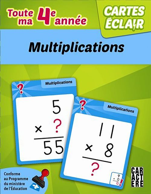 Cartes éclair - 4e année : Multiplications - Version françiaise
