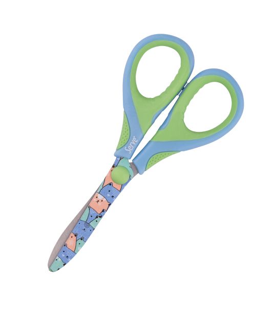Ciseaux 13.5 cm Chats pastels Bleu et vert