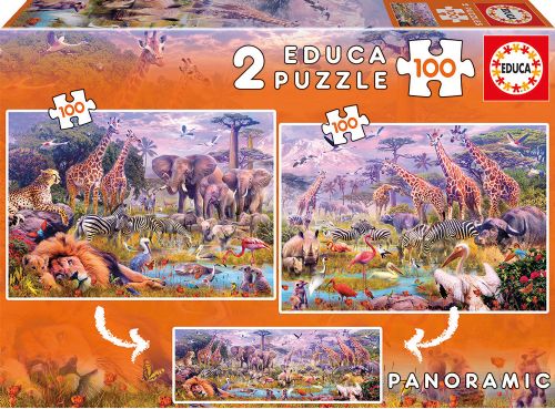 2x100 pieces puzzle - Wild animals