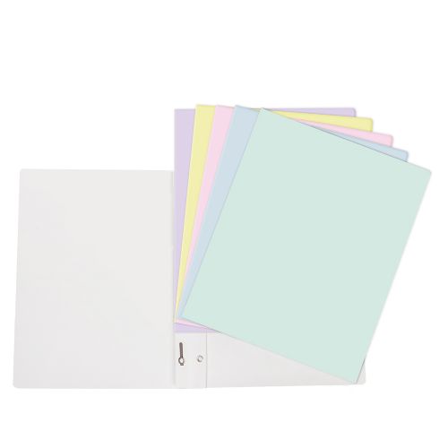 Duo-tang de carton laminé 5 couleurs pastel assorties