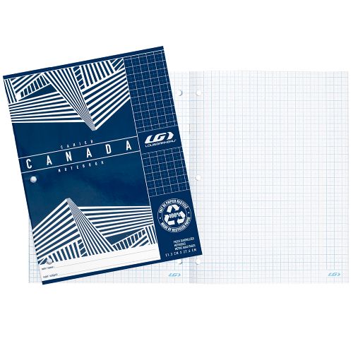 Cahier Canada LG quadrillé métrique, 40 pages bleu