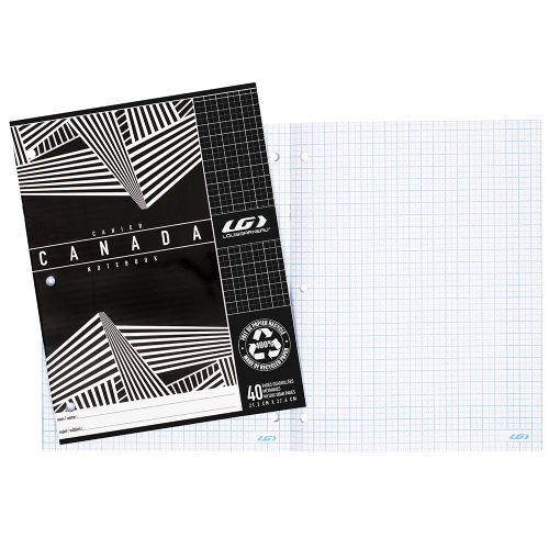 Cahier Canada LG quadrillé métrique, 40 pages noir