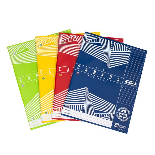 Cahier Canada LG ligné de 80 pages assortiment