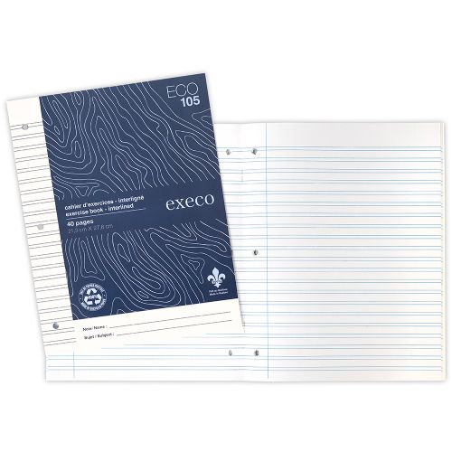 Cahier écologique interligné, 40 pages, bleu, 105