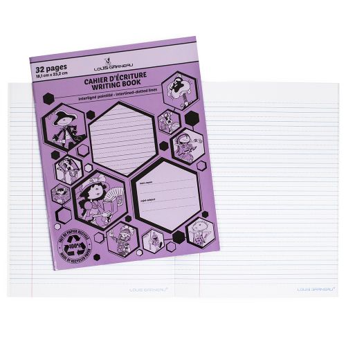 Petit Cahier d'écriture Interligné-Pointillé 32 pages (Louis Garneau) Mauve