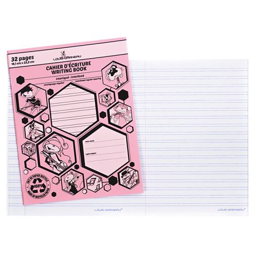 Petit Cahier d'écriture Interligné 32 pages (Louis Garneau) Rose