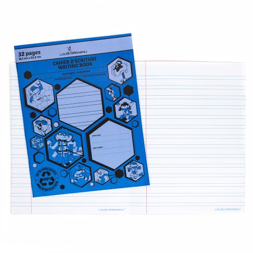 Petit Cahier d'écriture Interligné (Large) 32 pages (Louis Garneau) Bleu