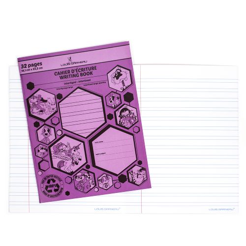 Petit Cahier d'écriture Interligné (Large) 32 pages (Louis Garneau) Mauve
