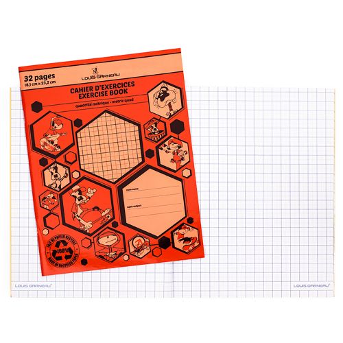 Petit Cahier d'exercices Quadrillé Métrique 32 pages (Louis Garneau)
