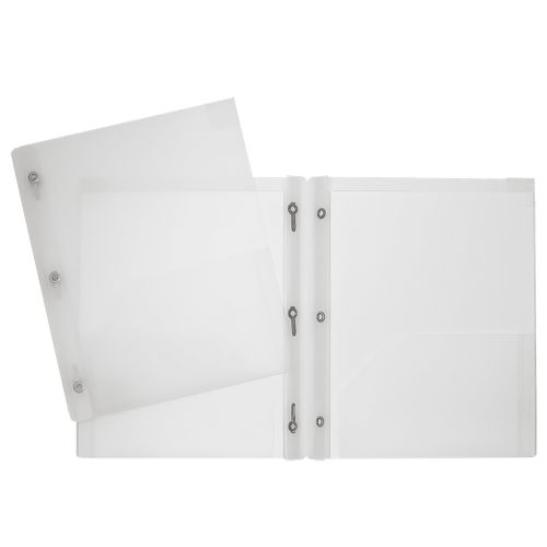 Duo-tang de plastique - Attaches et pochettes Clair