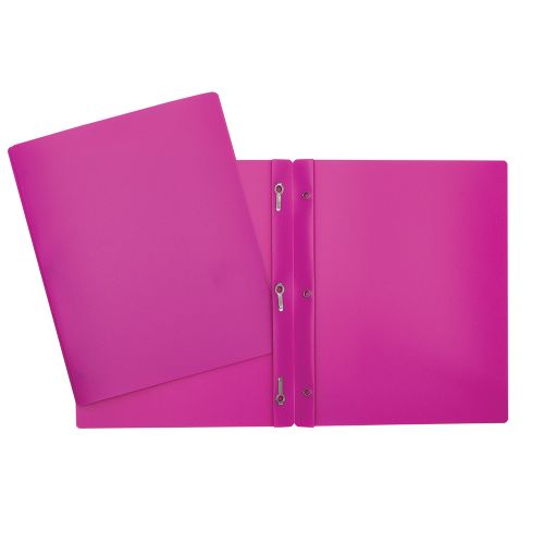 Duo-tang en plastique avec attaches rose