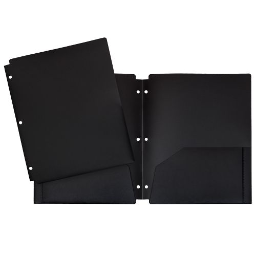 Portfolio de plastique - Perforés 3 trous Noir