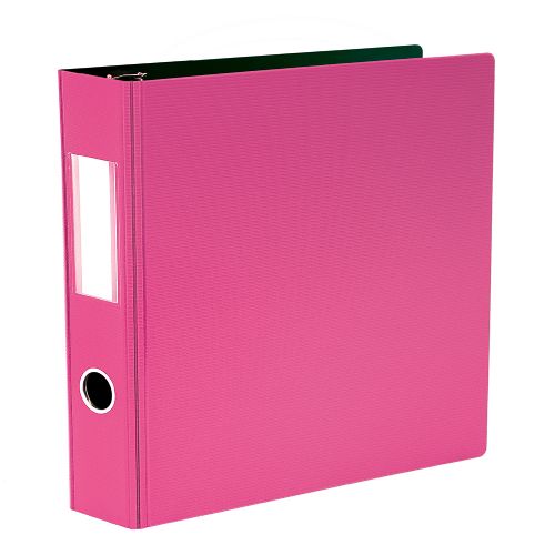 Reliure texturée rigide à anneaux 2" rose