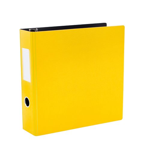Reliure texturée rigide à anneaux 2" jaune