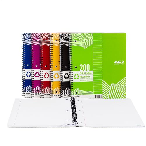 Cahier à spirale Ligné 200 pages (Louis Garneau) assortis