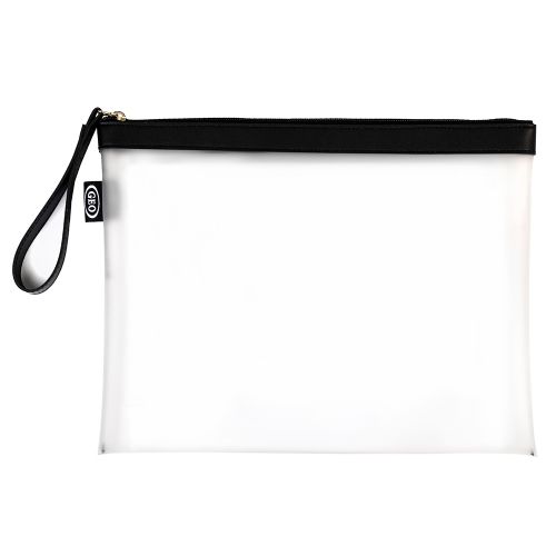 Pochette avec fermeture glissière, lettre, noire