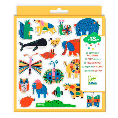 Djeco - 60 Gommettes en feutrine - Des animaux partout  5