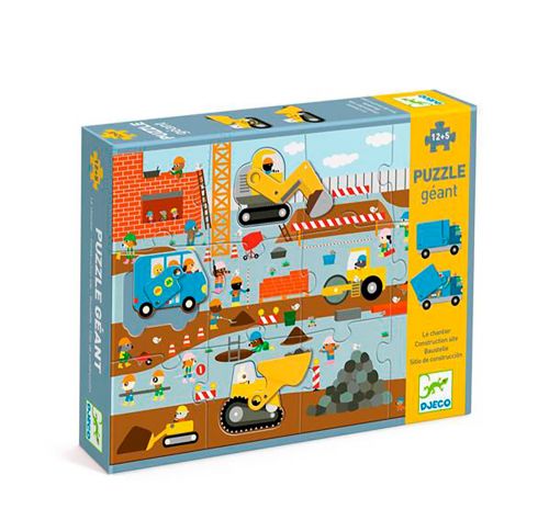Djeco - Puzzle Géant - Le chantier 12 + 5 pièces